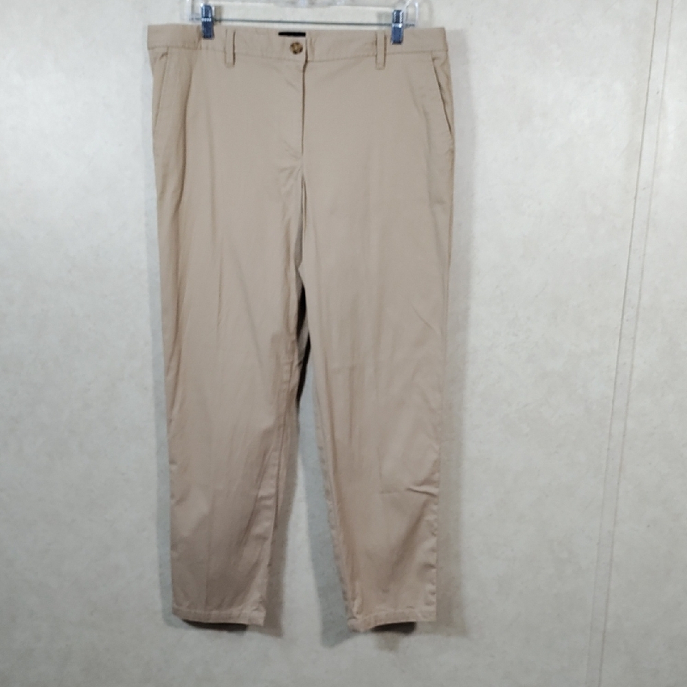 6158 Talbots tan cotton Relaxed Chino pants 12 NEW